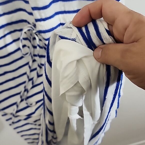 A.L.C. Drop Waist Striped Sleeveless Linen summer beach dress sz M - Picture 3 of 9